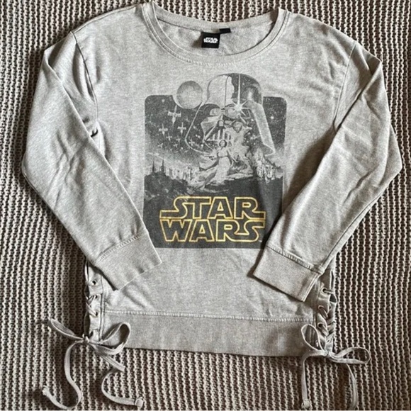 Star Wars womens lace up grey sweatshirt M - Picture 8 of 9